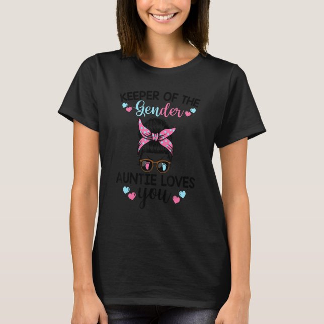 Camiseta Guardião Da Tia Do Gênero Te Ama, Querida Announc (Frente)