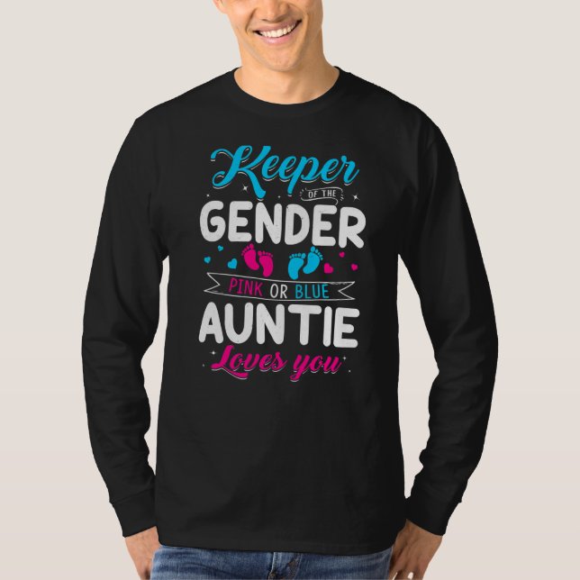 Camiseta Guardião Da Tia Do Gênero Te Ama, Querida Announc (Frente)