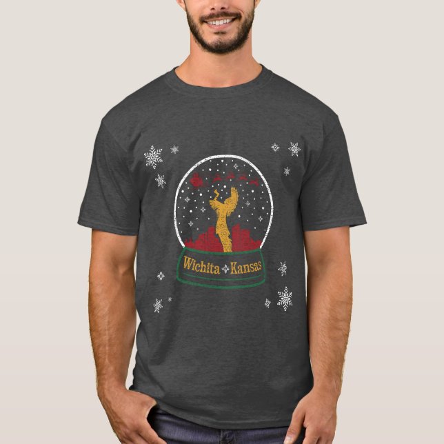 Camiseta Guardião das planícies Wichita Christmas Snow Glob (Frente)
