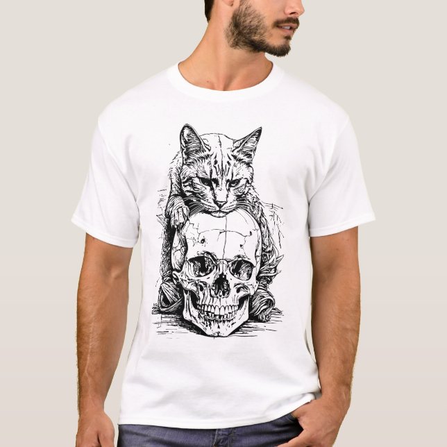 Camiseta Guardião do Crânio: Um Reino de Gato Negro (Frente)