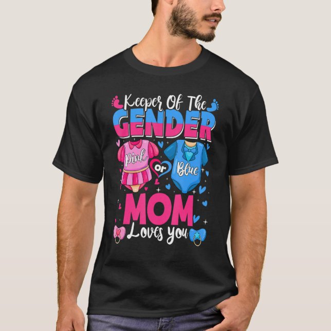 Camiseta Guardião Do Gênero Mamãe Te Ama Rosa Ou Azul Bebê  (Frente)