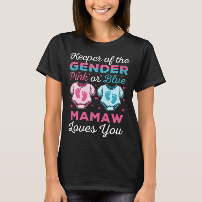 Camiseta Guardião Do Gênero Mamaw Te Ama Chá de fraldas F (Frente)