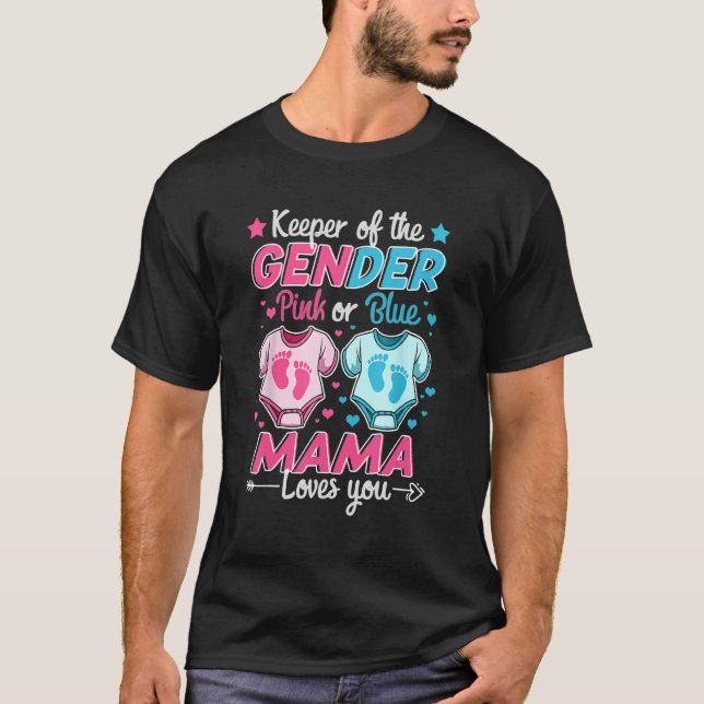 Camiseta Guardião Do Gênero Revele Cor-De-Rosa Ou Azul Que  (Frente)