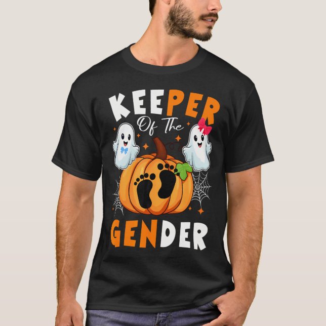 Camiseta Guardião Do Gênero Revele O Bebê Halloween Graças (Frente)