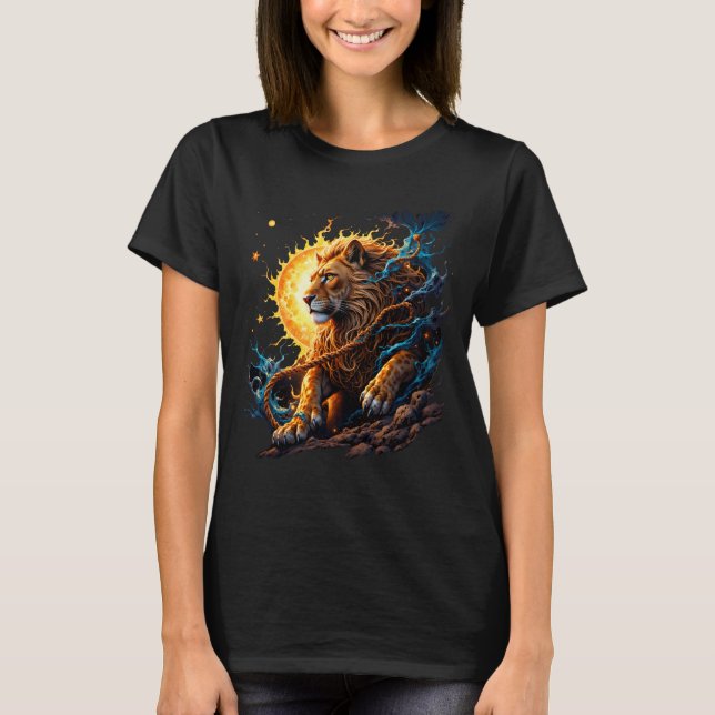 Camiseta Guardião do Limiar Solar – Leão do Equilíbrio (Frente)