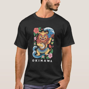 Camiseta Guardião Leão Shisa de Okinawa Japão Lembrança Fol