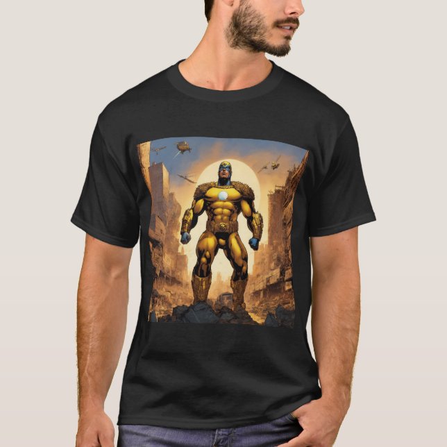 Camiseta "Guardião Ouro: Soando Através do Apocalipse" (Frente)