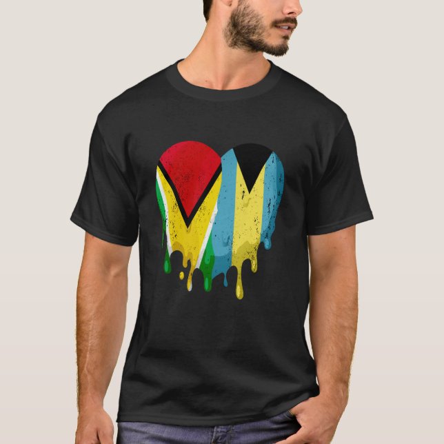 Camiseta Guatemala Bahamas Flag Heart Citizen Grown Patriot (Frente)