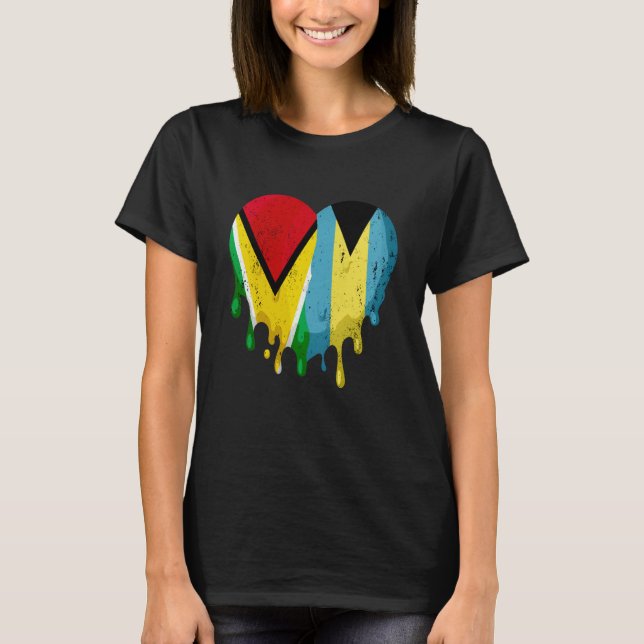 Camiseta Guatemala Bahamas Flag Heart Citizen Grown Patriot (Frente)