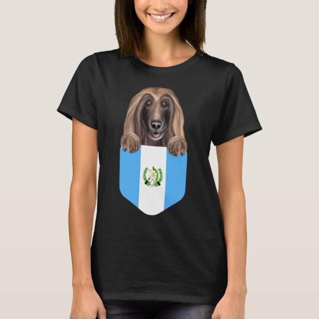 Camiseta Guatemala: Bandeira Afegã Cão Cachorro No Bolso (Frente)