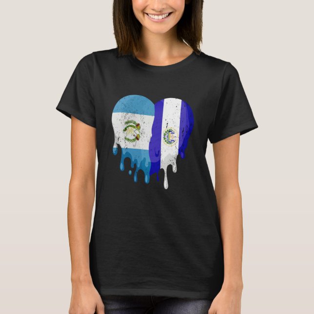 Camiseta Guatemala El Salvador Flag Heart Grown Patriot Cou (Frente)