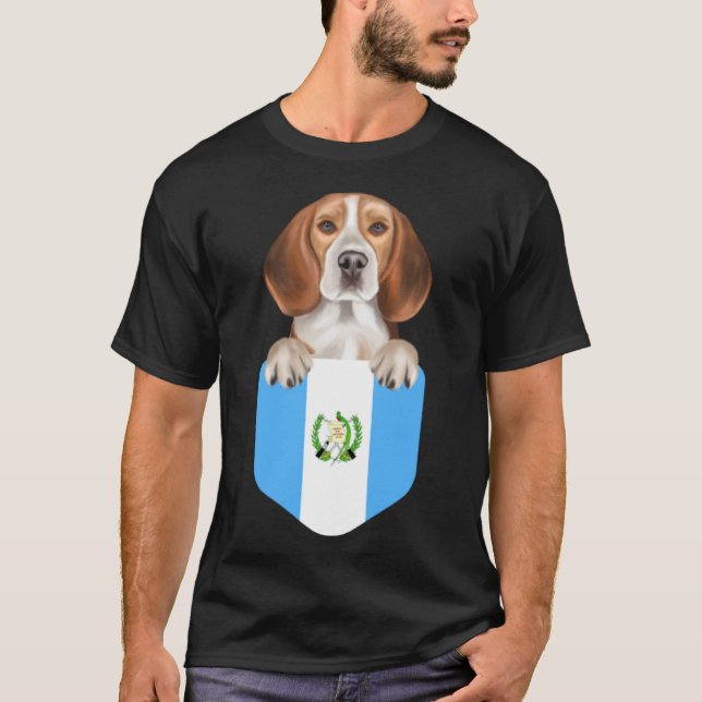 Camiseta Guatemala Flag Beagle Dog Em Bolso (Frente)