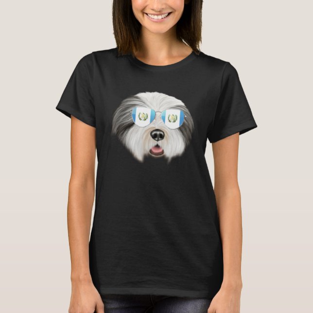 Camiseta Guatemala Flag Bearded Collie Dog Guatemala Pocket (Frente)