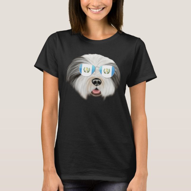 Camiseta Guatemala Flag Bearded Collie Dog Guatemala Pocket (Frente)