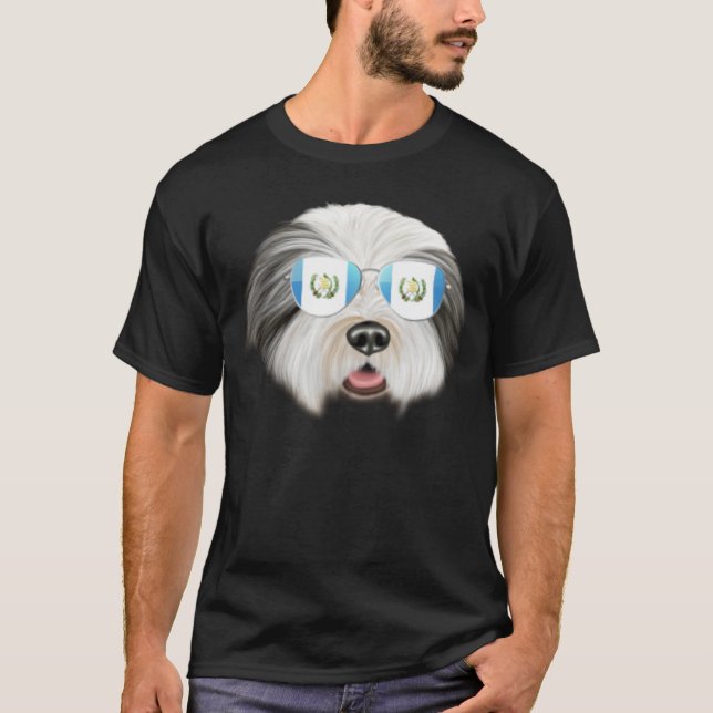 Camiseta Guatemala Flag Bearded Collie Dog Guatemala Pocket (Frente)