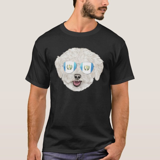 Camiseta Guatemala Flag Bichons Frise Dog Guatemala Pocket (Frente)