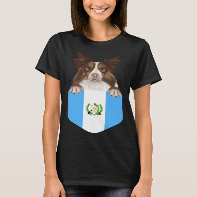 Camiseta Guatemala Flag Collie Dog In Pocket (Frente)