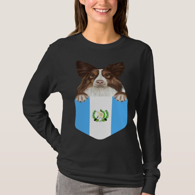 Camiseta Guatemala Flag Collie Dog In Pocket (Frente)