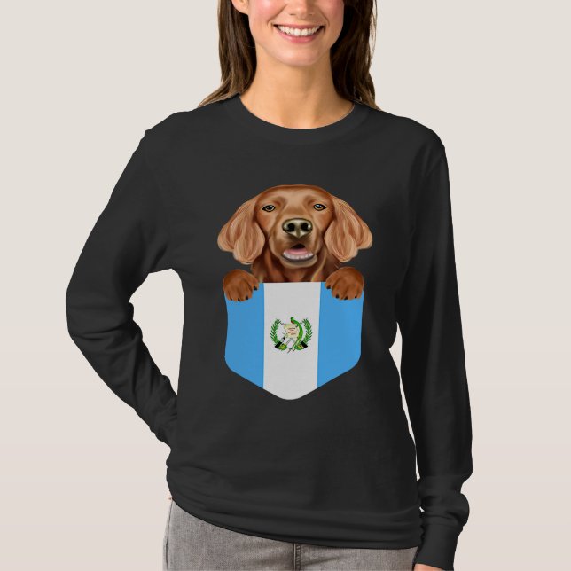 Camiseta Guatemala Flag Irish Setter Dog In Pocket (Frente)
