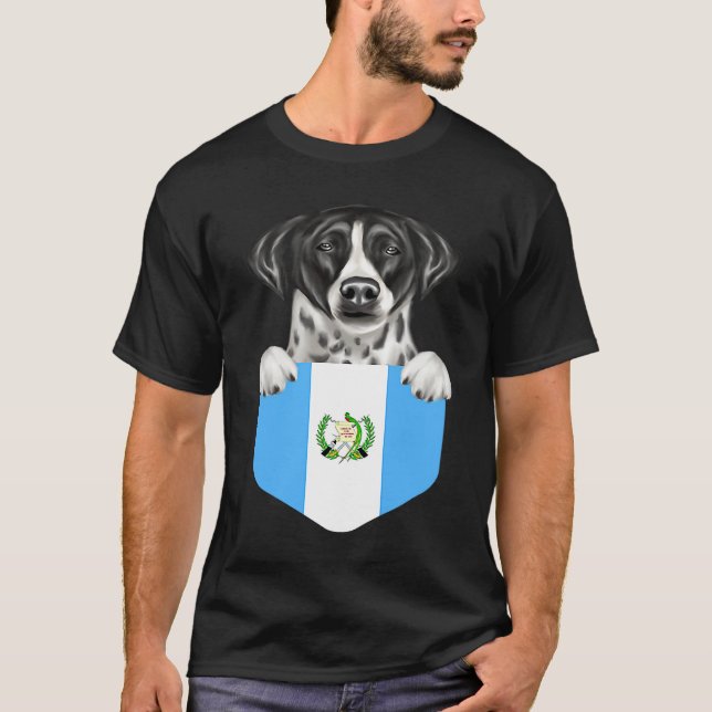 Camiseta Guatemala Flag Pointer Dog In Pocket (Frente)