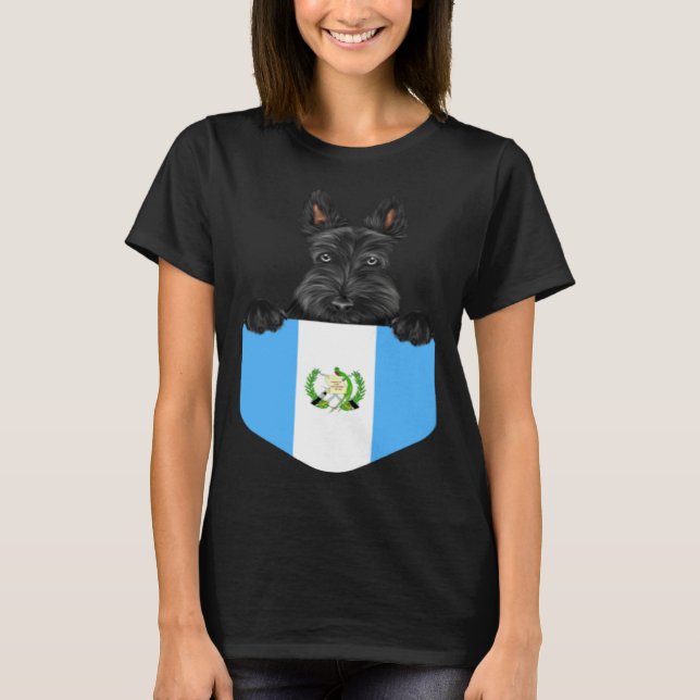 Camiseta Guatemala Flag Scottish Terrier Dog In Pocket (Frente)