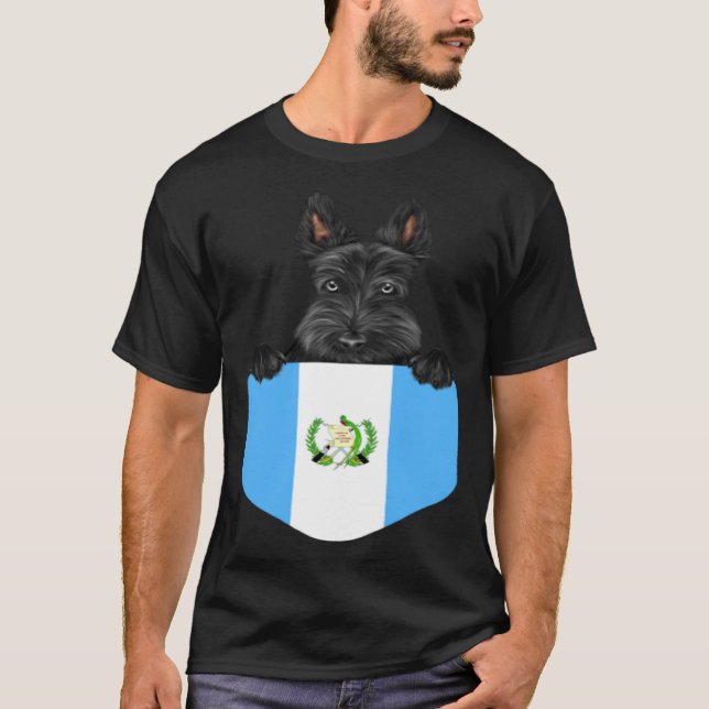 Camiseta Guatemala Flag Scottish Terrier Dog In Pocket (Frente)