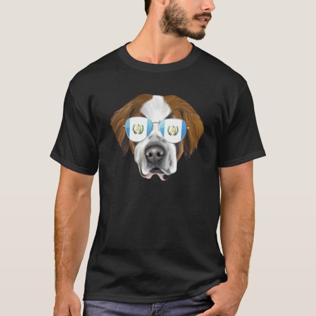 Camiseta Guatemala Flag St Bernard Dog Guatemala Pocket (Frente)