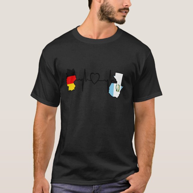 Camiseta Guatemala Germany Flag Guatemalan German Heartbeat (Frente)