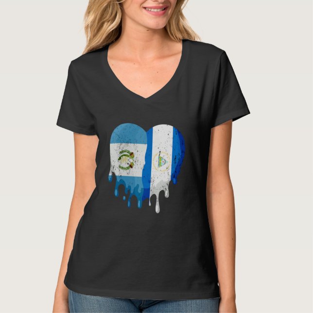 Camiseta Guatemala Nicaragua Flag Heart Citizen Grown Patri (Frente)