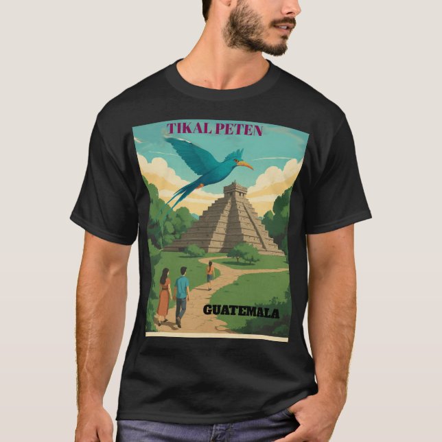 Camiseta GUATEMALA, TIKAL PETEN Retro poster (Frente)