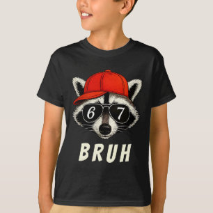Camiseta Guaxinim 67 Bruh Seis Sete Meme Guaxinim Chapéu La