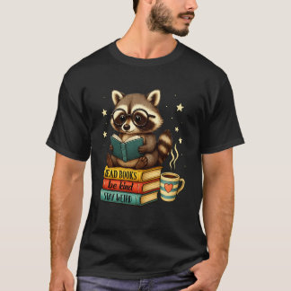 Camiseta Guaxinim Amante De Livros Lendo Biblioteca Livresc