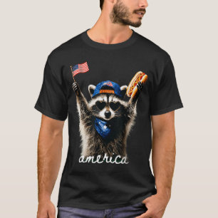 Camiseta Guaxinim Americano 4 De Julho Guaxinim Feral Cacho