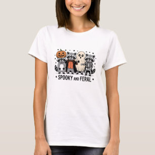 Camiseta Guaxinim assustador e feroz de Halloween engraçado