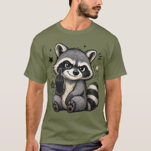 Camiseta Guaxinim Atitude Mostrando Sassy Fofo