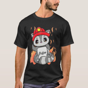 Camiseta Guaxinim Bebe Café Com Cafeína Para Bombeiro