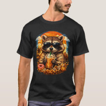 Guaxinim Bebendo Café Gelado Animal Engraçado