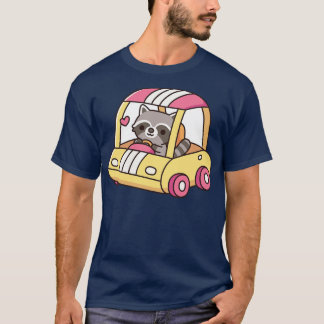 Camiseta Guaxinim Bonito Dirigindo Um