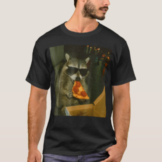 Camiseta Guaxinim Comendo Animal de Pizza