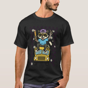 Camiseta Guaxinim De Volta à Escola Ônibus Escolar Primeiro