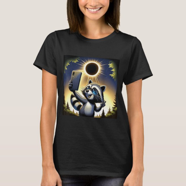 Camiseta Guaxinim do Eclipse Solar de 8 de Abril (Frente)