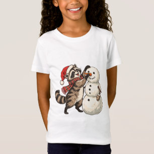 Camiseta Guaxinim e Boneco de Neve Engraçados de Natal Tr