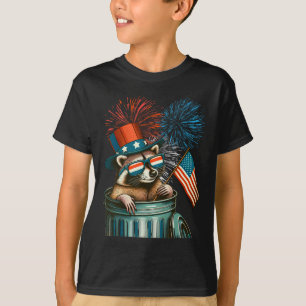 Camiseta Guaxinim engraçado 4 de julho bandeira americana p