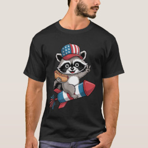 Camiseta Guaxinim engraçado 4 de julho cachorro quente quat