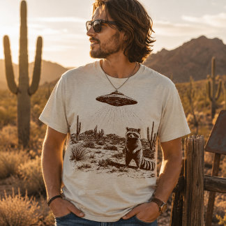 Camiseta Guaxinim engraçado Abdução Alienígena OVNI Deserto