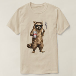 Camiseta Guaxinim engraçado bebendo bebida dietética - Ócul