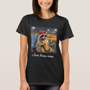 Camiseta Guaxinim engraçado campo de beisebol vive aqui