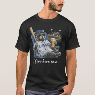 Camiseta Guaxinim Engraçado Cerveja Campo de Beisebol Eu Mo