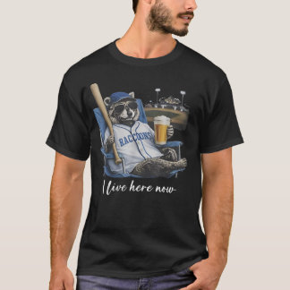 Camiseta Guaxinim Engraçado Cerveja Campo de Beisebol Eu Mo
