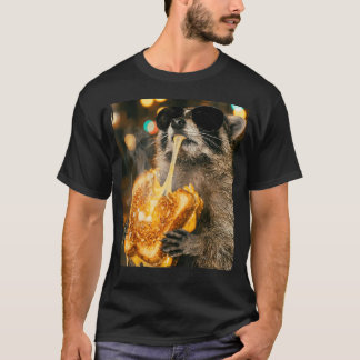 Camiseta Guaxinim Engraçado Comendo Queijo Grelhado